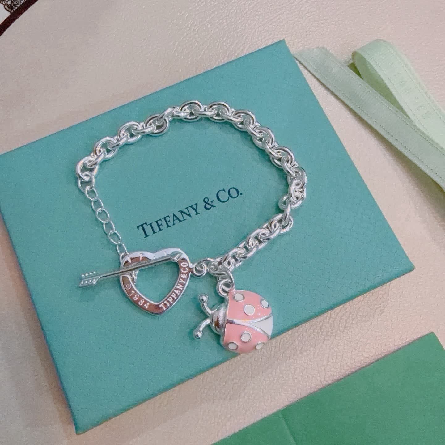 Tiffany & Co. Silver Ladybug Charm Bracelet